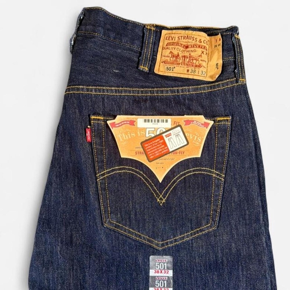 NWT Y2K Levi 501xx Raw Denim Straight Leg Shrink-To-Fit Button Fly Jeans 38x32